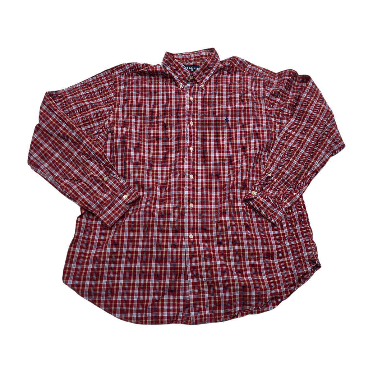Camisa Ralph Lauren 2xl Classic Fit Cuadro Rojo Pony Azul