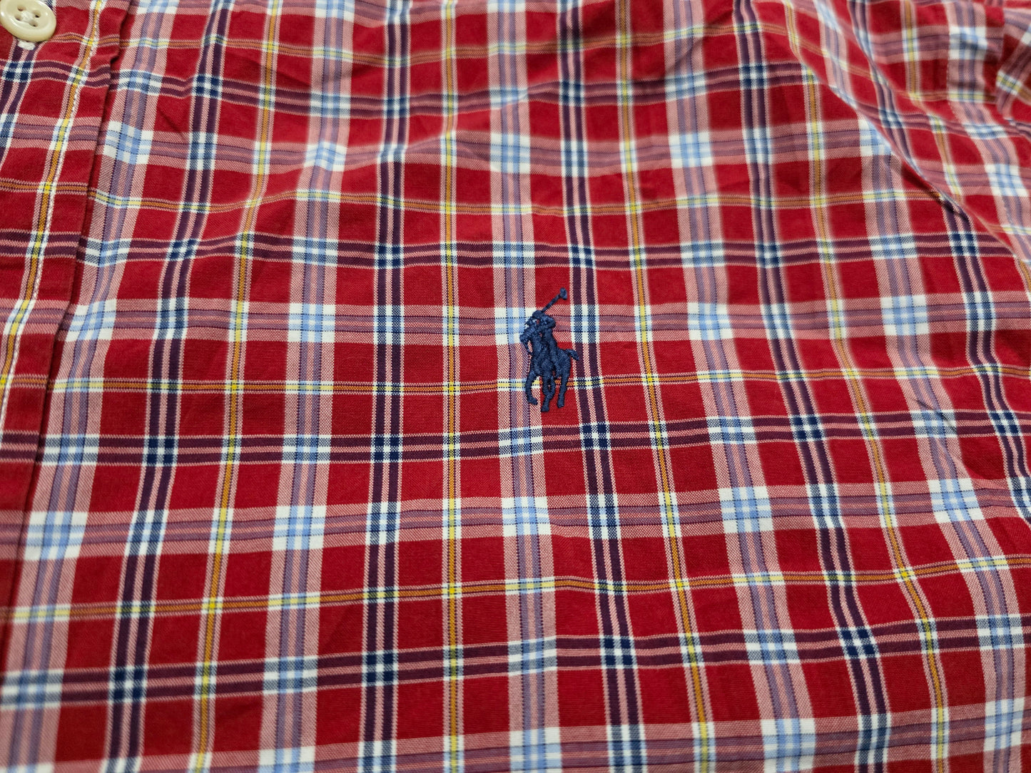 Camisa Ralph Lauren 2xl Classic Fit Cuadro Rojo Pony Azul