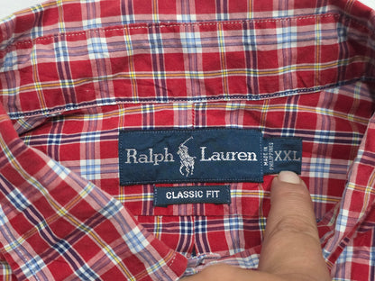 Camisa Ralph Lauren 2xl Classic Fit Cuadro Rojo Pony Azul