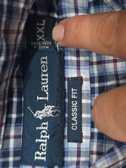 Camisa Ralph Lauren 2xl Classic Fit Cuadro Azul Pony Azul