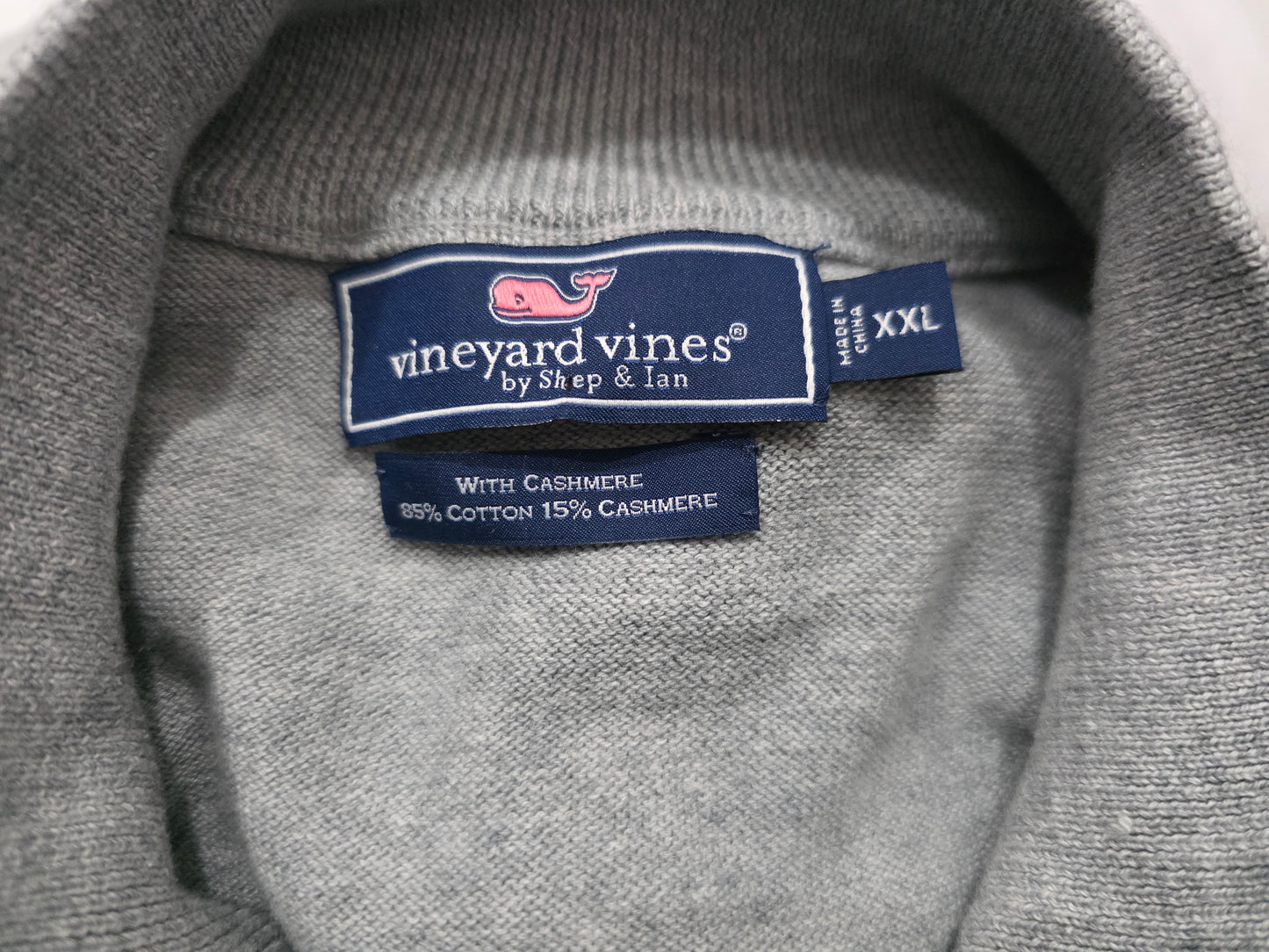Sueter Vineyard Vines 2xl Gris Cierre Corto Cashmere Algodon