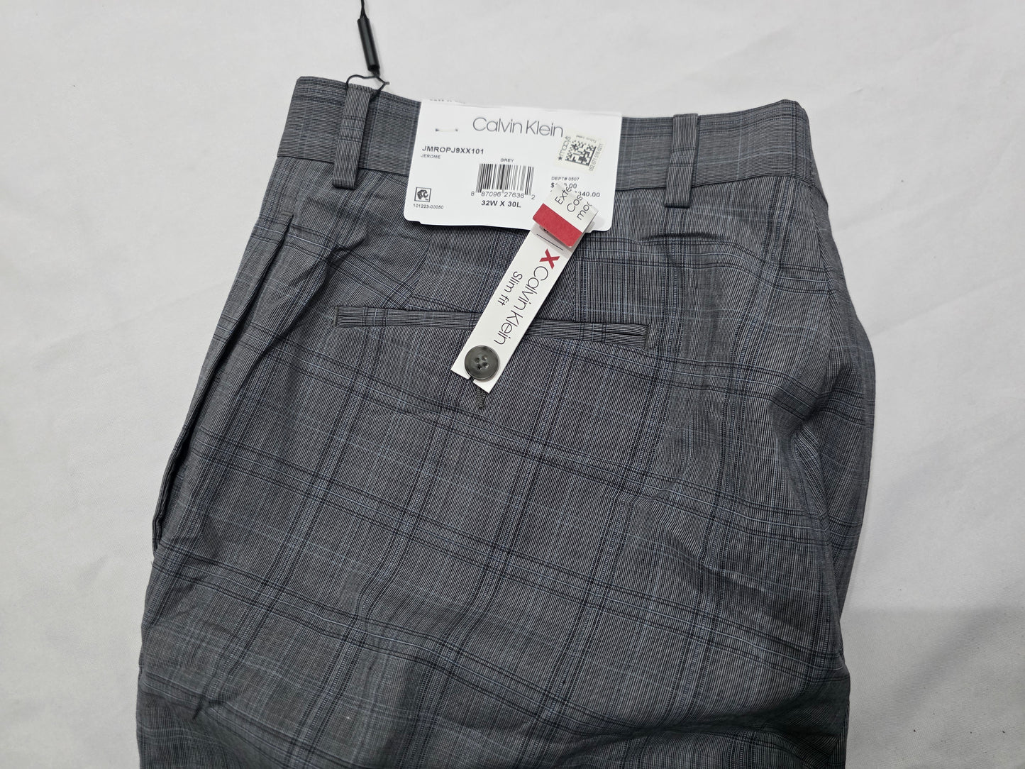 Pantalon Vestir Calvin Klein 32x30 Gris Cuadro Slimfit