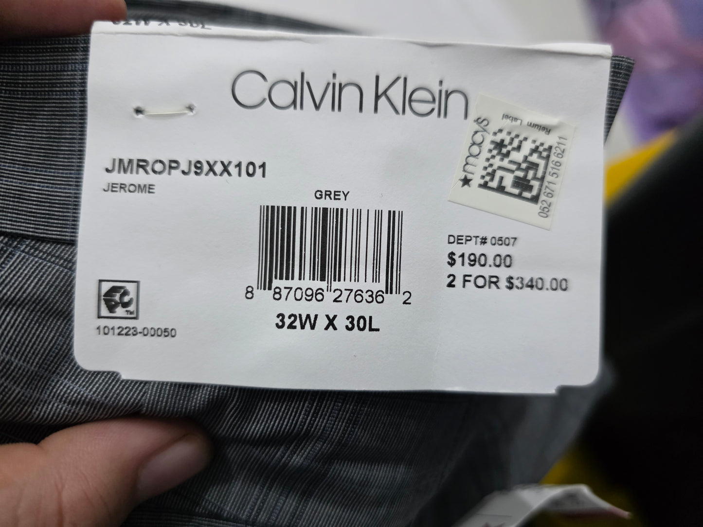 Pantalon Vestir Calvin Klein 32x30 Gris Cuadro Slimfit