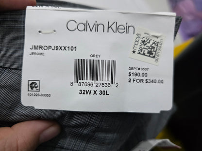 Pantalon Vestir Calvin Klein 32x30 Gris Cuadro Slimfit