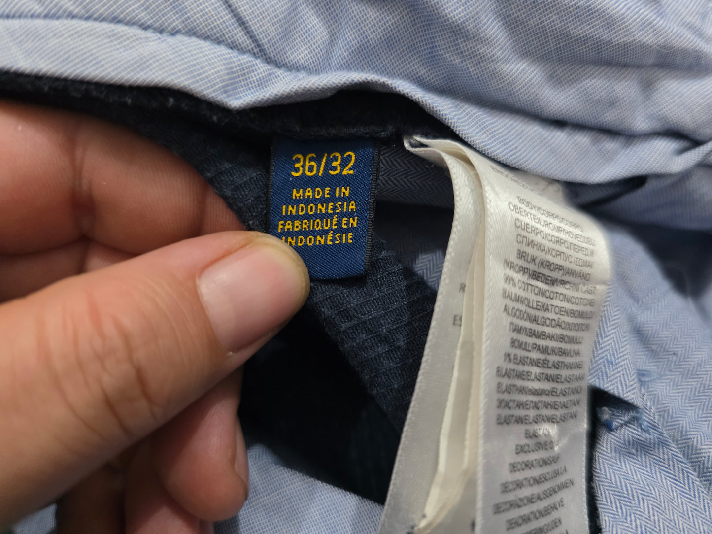 Pantalon Ralph Lauren 36x32 Recto Pana Azul