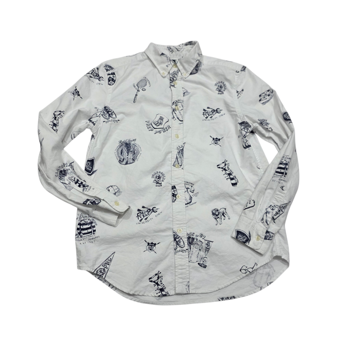 Camisa Ralph Lauren Adolescente L 14-16 Blanca Figuras