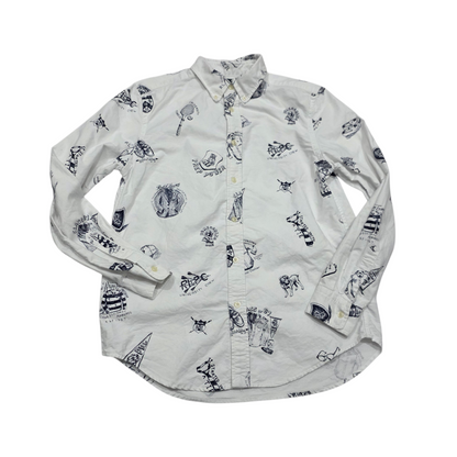 Camisa Ralph Lauren Adolescente L 14-16 Blanca Figuras