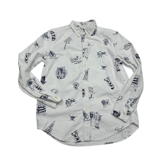 Camisa Ralph Lauren Adolescente L 14-16 Blanca Figuras