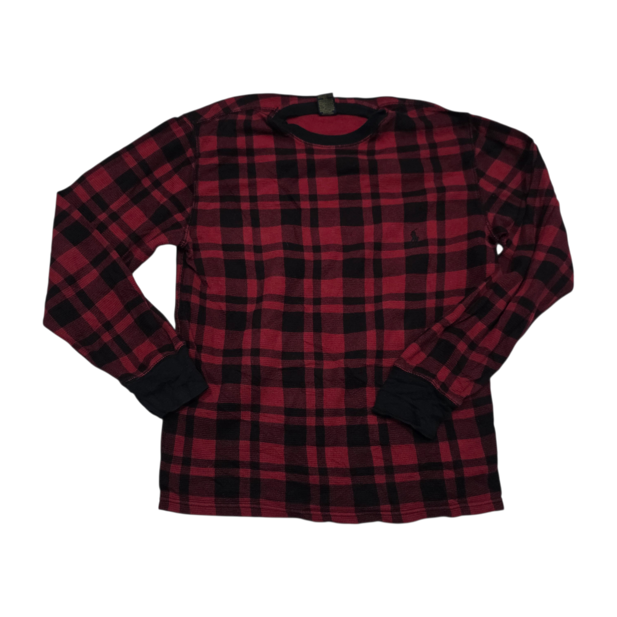 Playera Manga Larga Ralph Lauren Chico S Rojo Y Negro Cuadro