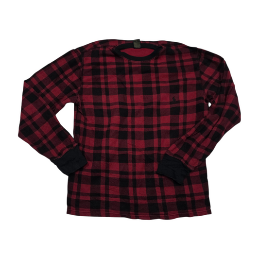Playera Manga Larga Ralph Lauren Chico S Rojo Y Negro Cuadro