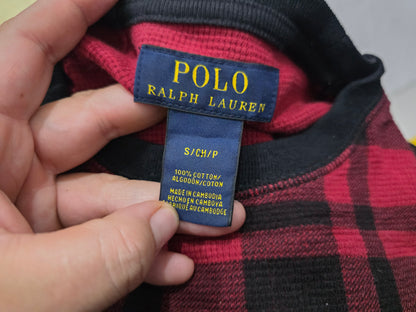 Playera Manga Larga Ralph Lauren Chico S Rojo Y Negro Cuadro
