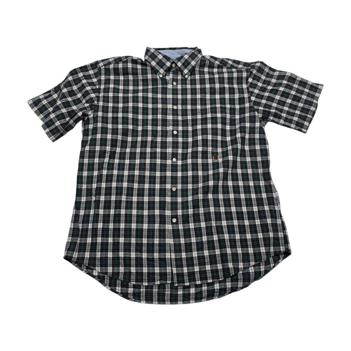 Camisa Manga Corta Tommy Hilfiger Grande L Cuadro Verde