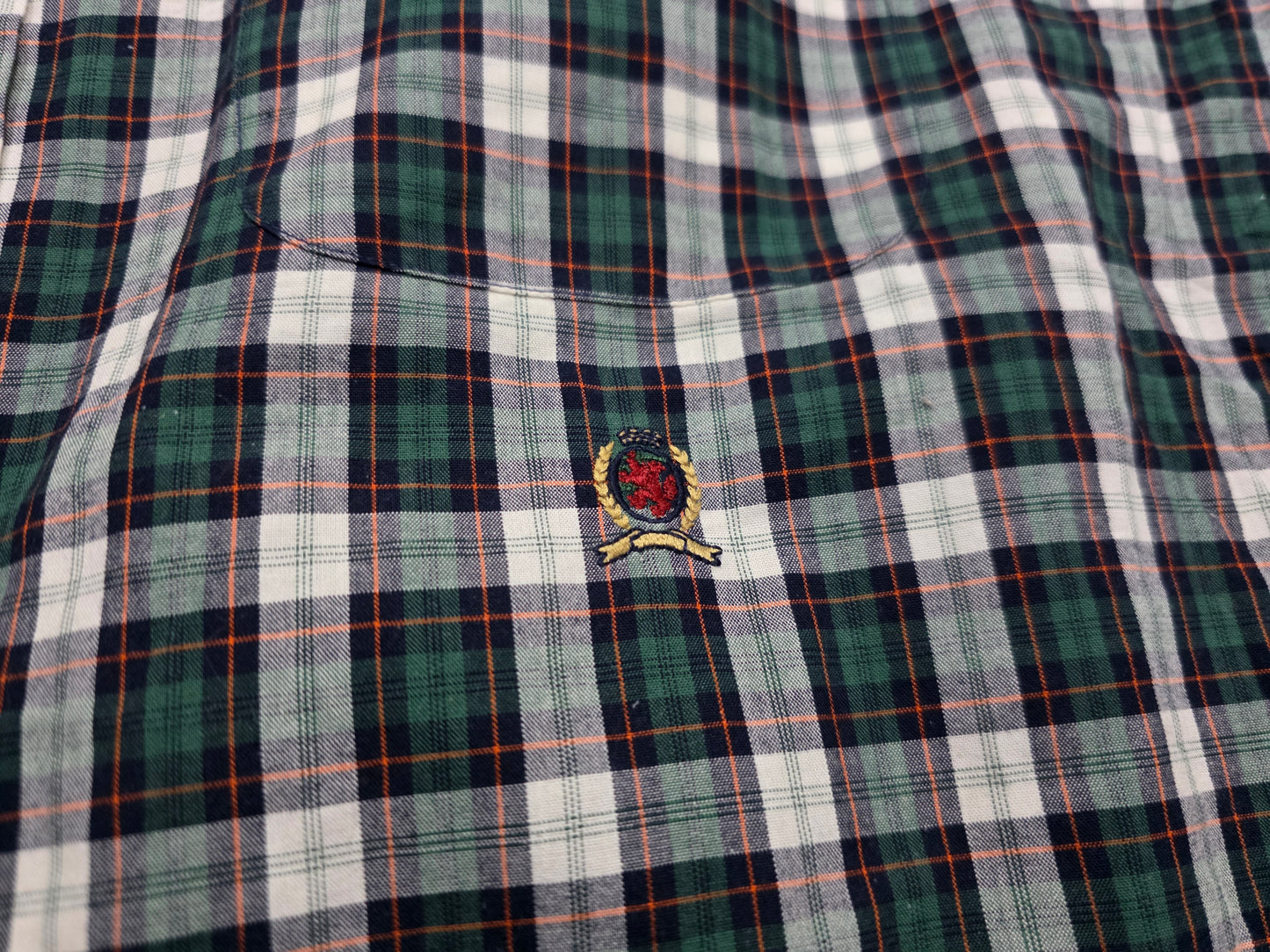 Camisa Manga Corta Tommy Hilfiger Grande L Cuadro Verde