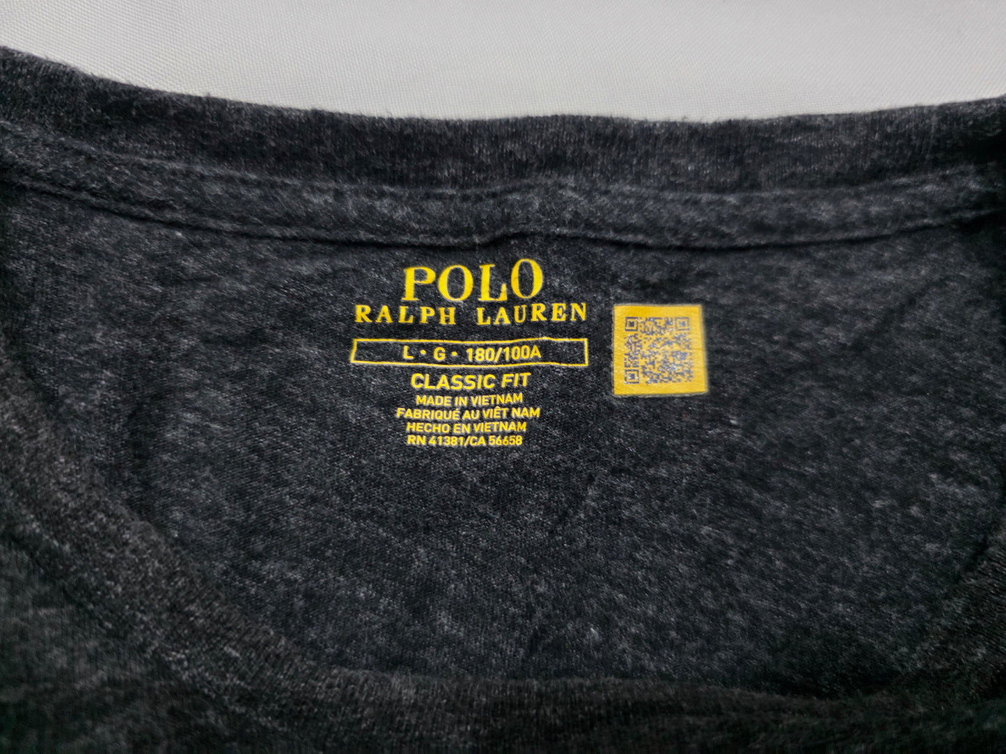 Playera Ralph Lauren Grande L Gris Classic Fit Pony Blanco