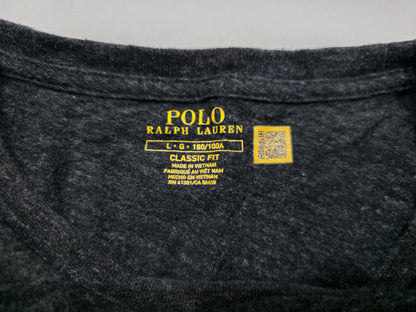Playera Ralph Lauren Grande L Gris Classic Fit Pony Blanco