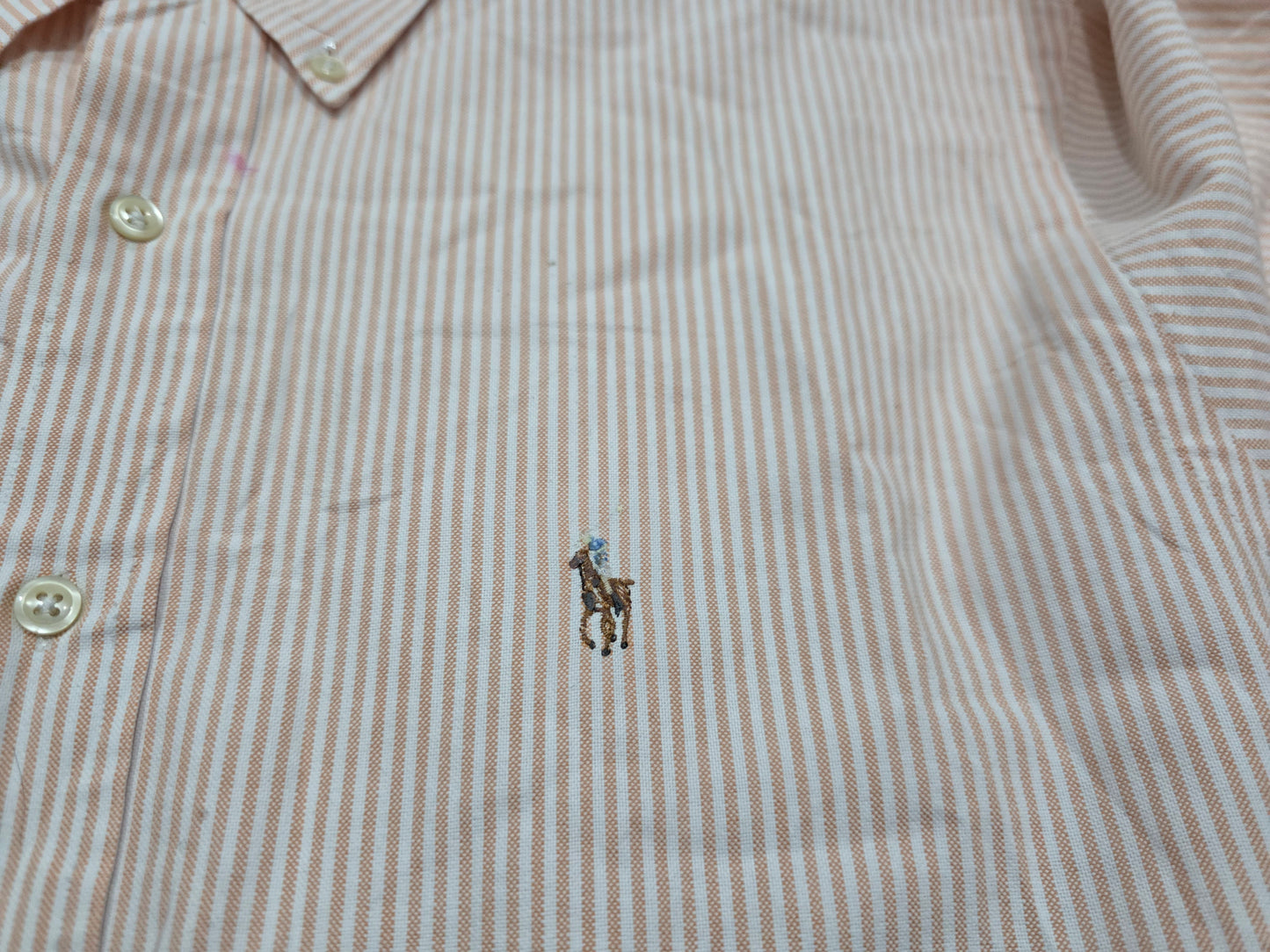 Camisa Ralph Lauren Xgrande Xl 17-35 Lineas Naranja