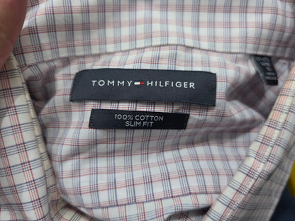 Camisa Tommy Hilfiger Xgrande Xl 34-35 Cuadro Rosa Y Azul