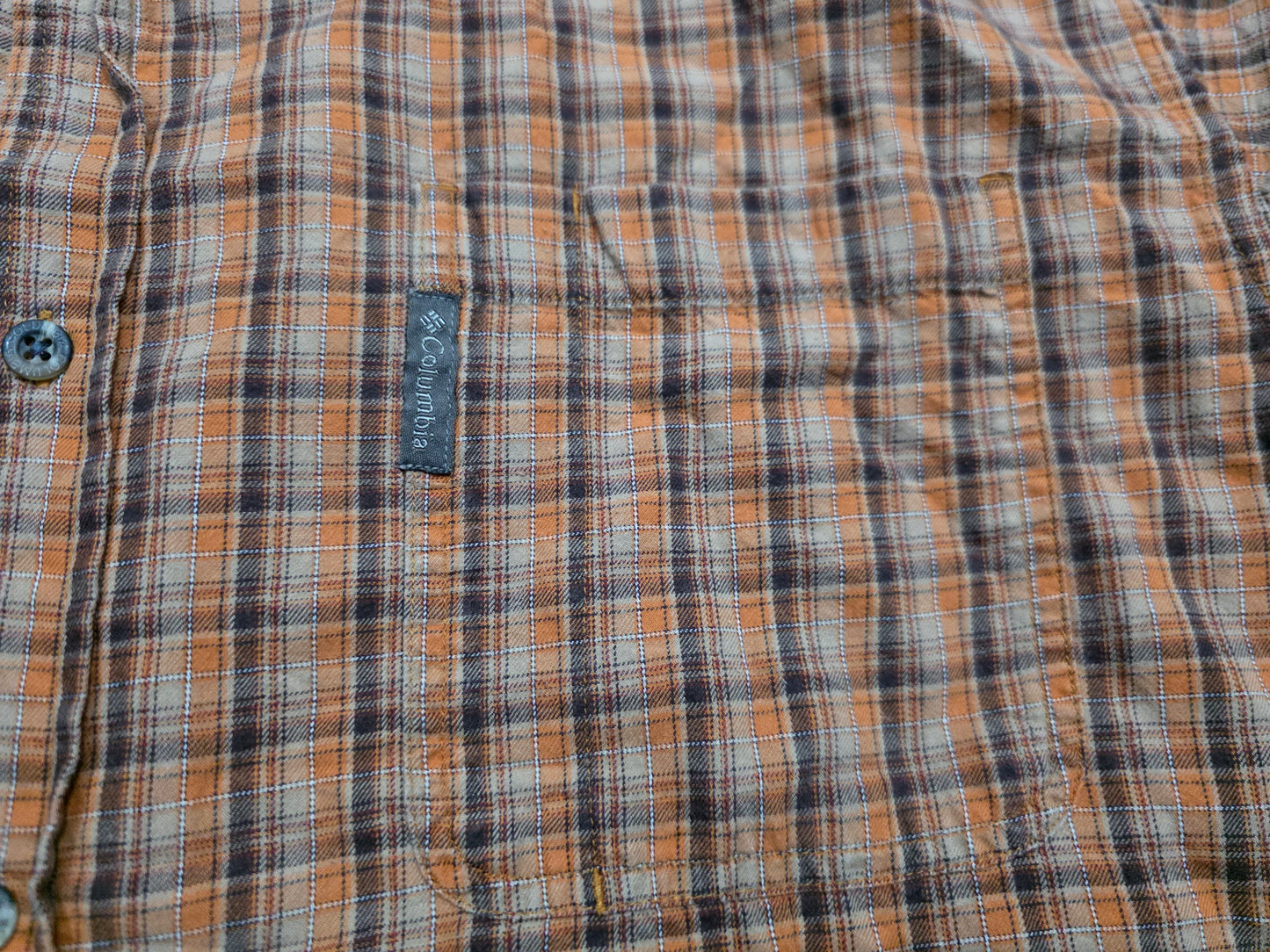 Camisa Columbia 2xl Cuadro Naranja Y Cafe