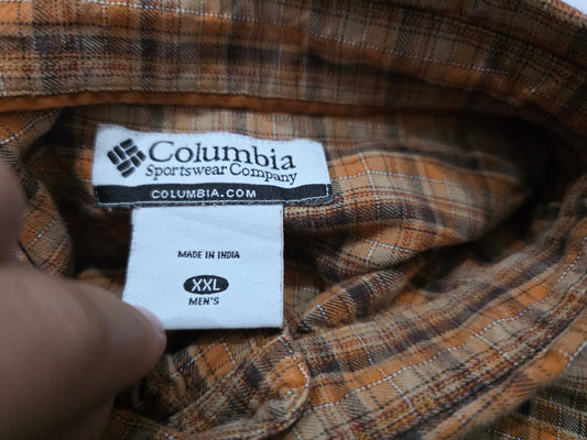 Camisa Columbia 2xl Cuadro Naranja Y Cafe