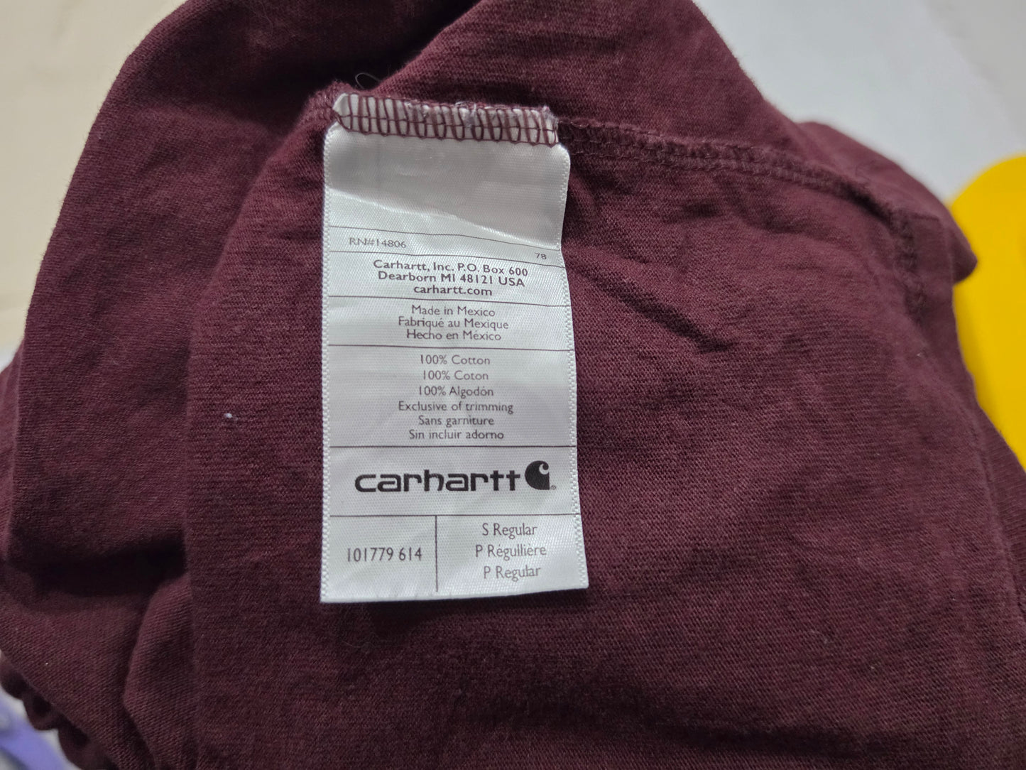 Playera Manga Larga Carhartt Chico S Vino