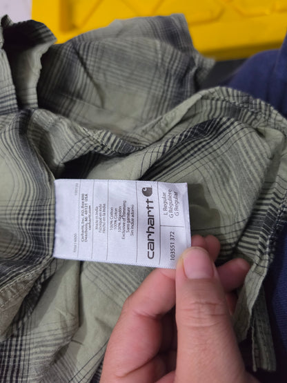 Camisa Manga Corta Carhartt Grande L Verde Cuadro