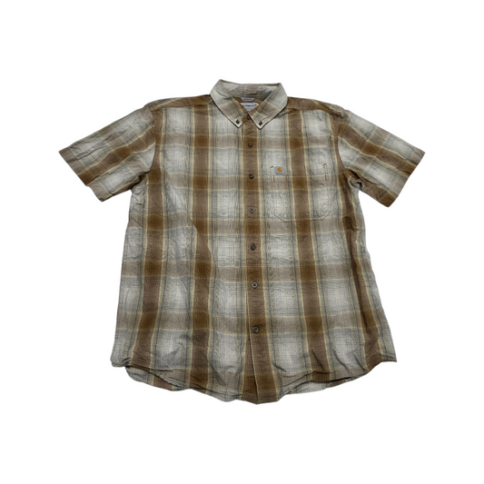 Camisa Manga Corta Carhartt Grande L Cuadro Cafe