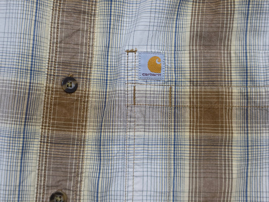 Camisa Manga Corta Carhartt Grande L Cuadro Cafe