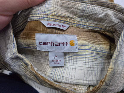 Camisa Manga Corta Carhartt Grande L Cuadro Cafe