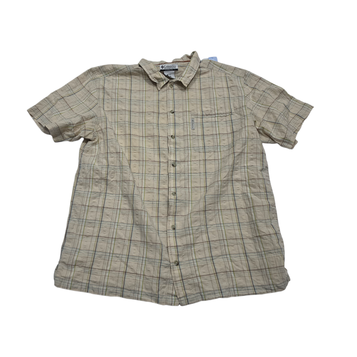 Camisa Manga Corta Columbia Xgrande Xl Cafe Cuadro