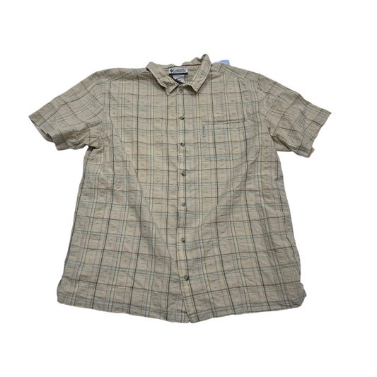 Camisa Manga Corta Columbia Xgrande Xl Cafe Cuadro