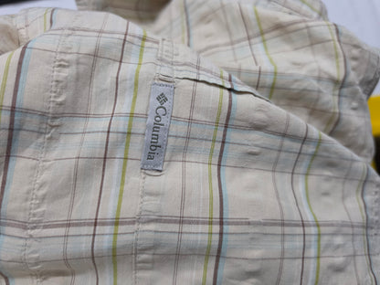 Camisa Manga Corta Columbia Xgrande Xl Cafe Cuadro