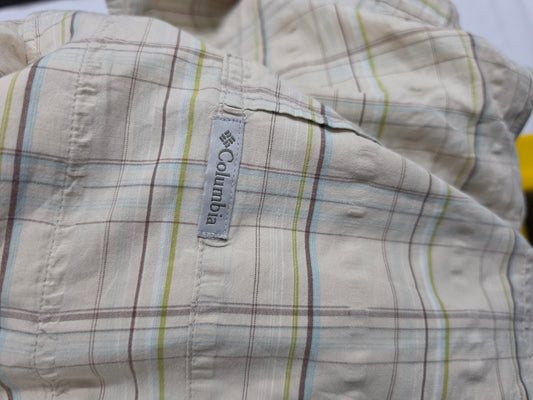 Camisa Manga Corta Columbia Xgrande Xl Cafe Cuadro