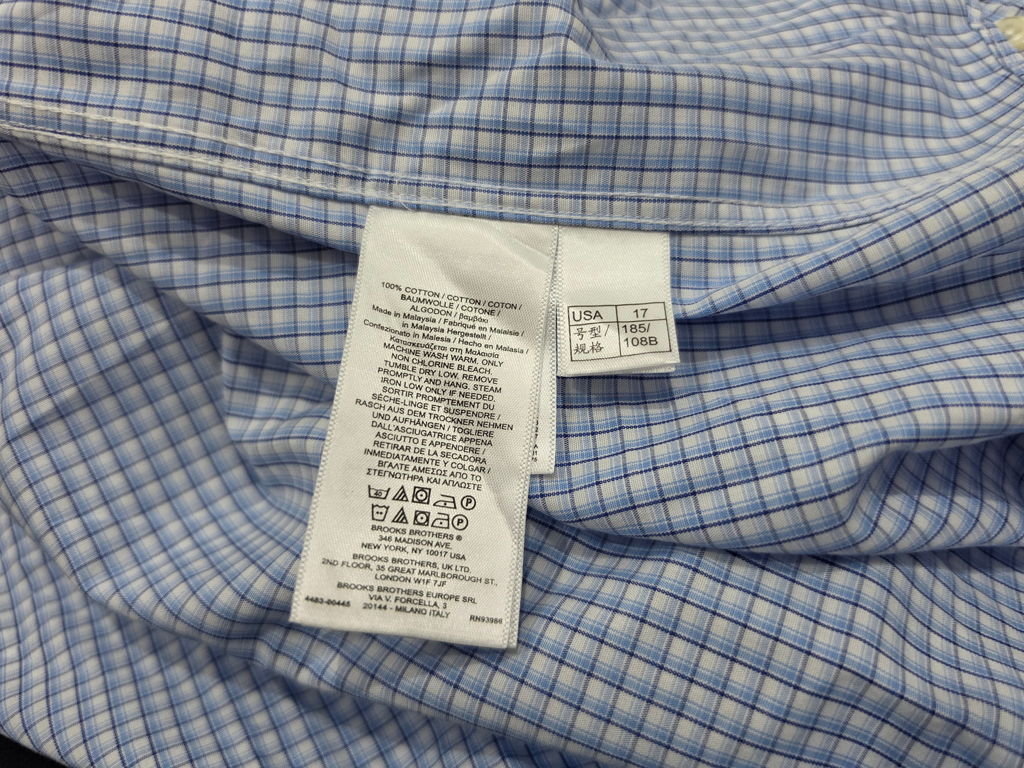 Camisa Brooks Brothers Xgrande 17 33 Madison Azul Cuadro