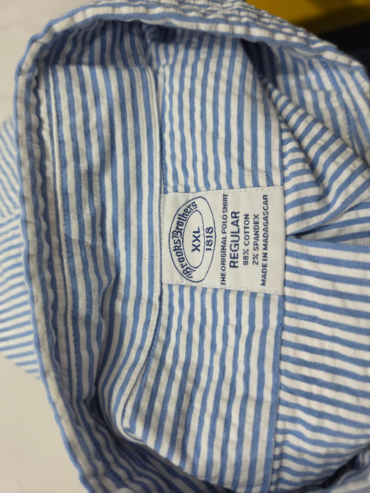 Camisa Manga Corta Brooks Brothers 2xl Regular Azul Lineas