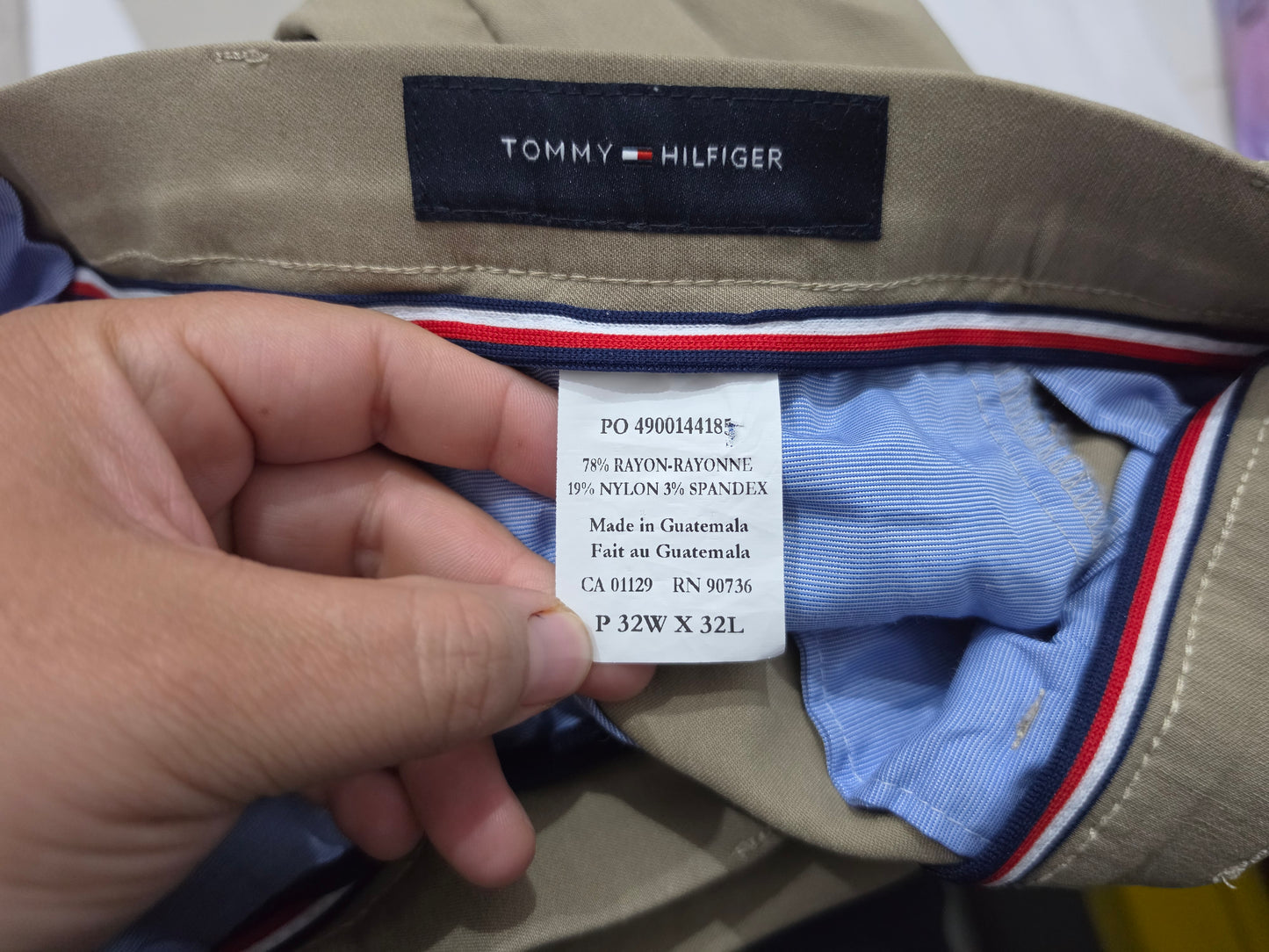 Pantalon Tommy Hilfiger 32x32 Recto Cafe Stretch
