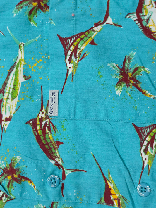 Camisa Manga Corta Columbia Pfg Grande Azul Pez Espada