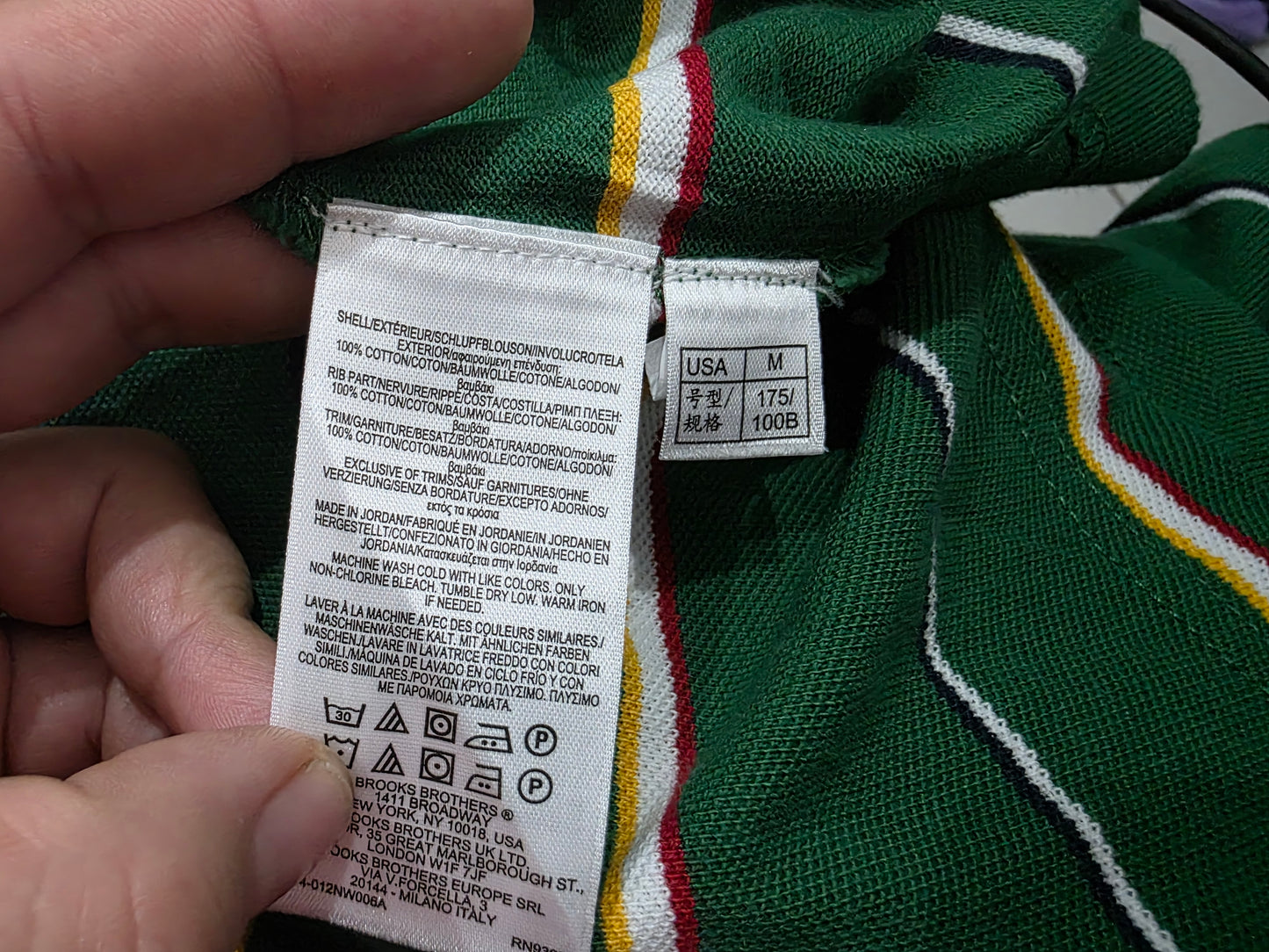 Payera Manga Larga Brooks Brothers Mediana M Slimfit Verde