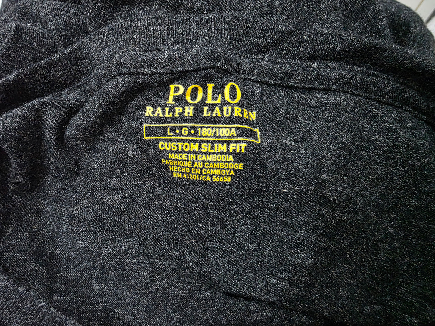 Playera Manga Larga Ralph Lauren Grande Custom Slimfit Gris