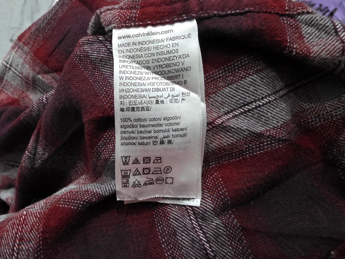 Camisa Calvin Klein Chico S Cuadro Vino