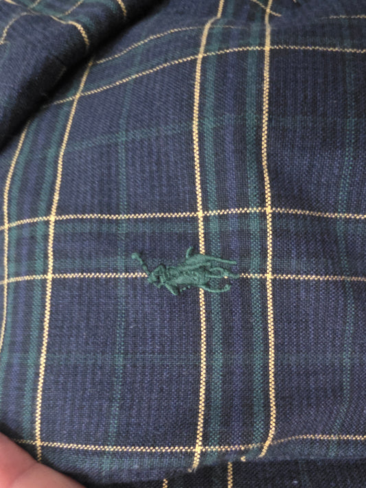 Camisa Ralph Lauren Mediana Azul Y Verde Pony Verde