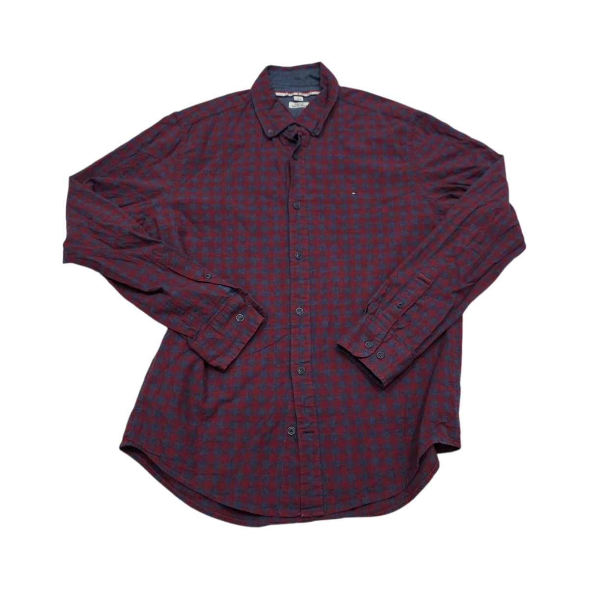 Camisa Tommy Hilfiger Mediana M Custom Fit Cuadro Vino