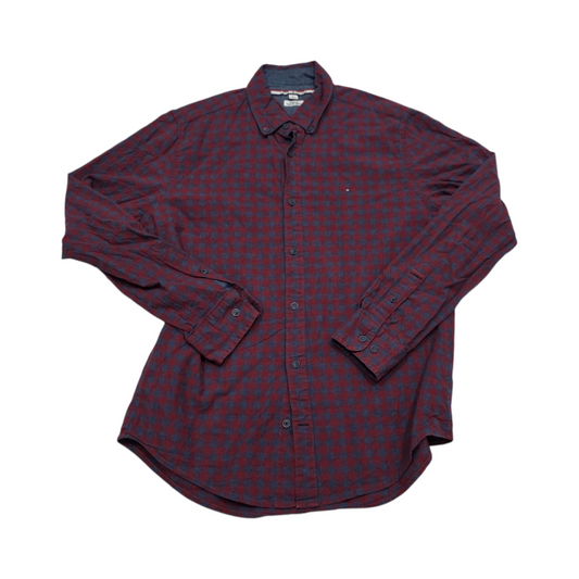 Camisa Tommy Hilfiger Mediana M Custom Fit Cuadro Vino
