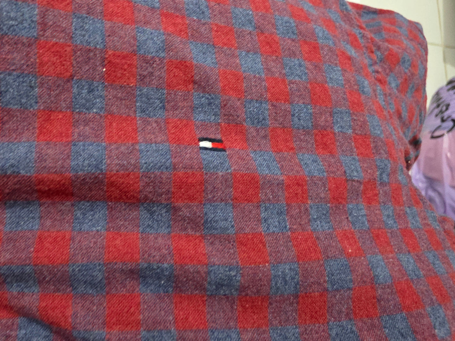 Camisa Tommy Hilfiger Mediana M Custom Fit Cuadro Vino
