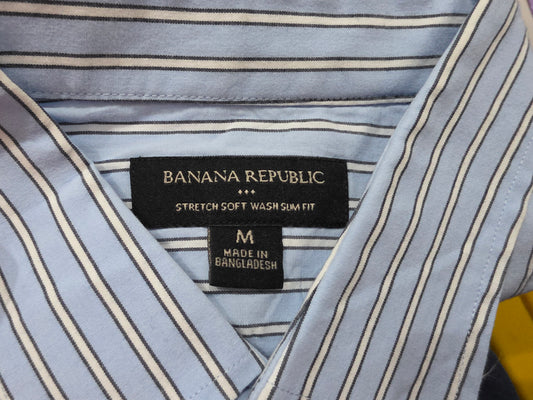 Camisa Manga Corta Banana Republic Mediana Slimfit Azul (Usado)