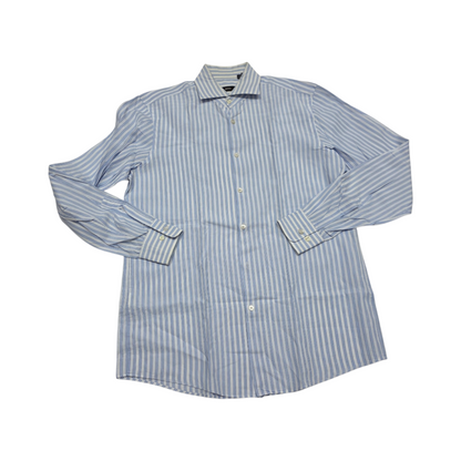 Camisa Boss Mediana Sharp Fit Azul Lineas (Usado)