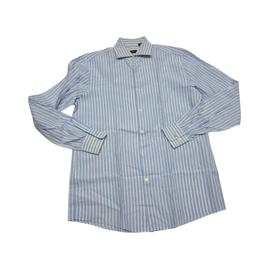 Camisa Boss Mediana Sharp Fit Azul Lineas (Usado)