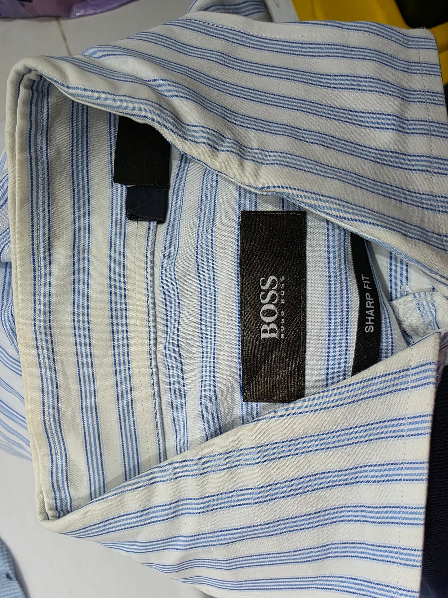 Camisa Boss Mediana Sharp Fit Azul Lineas (Usado)