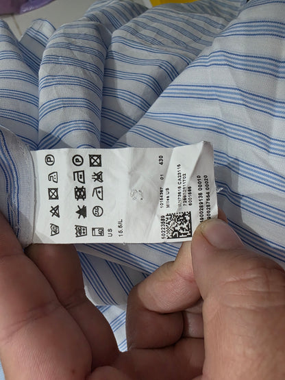 Camisa Boss Mediana Sharp Fit Azul Lineas (Usado)