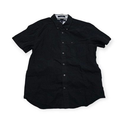 Camisa Manga Corta Tommy Hilfiger Grande L Slimfit Negro