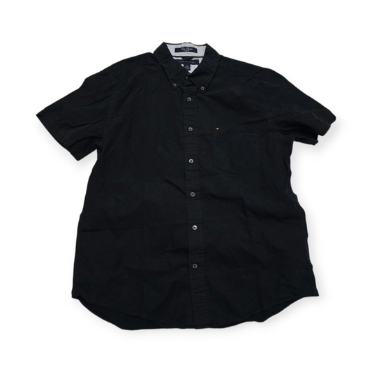 Camisa Manga Corta Tommy Hilfiger Grande L Slimfit Negro